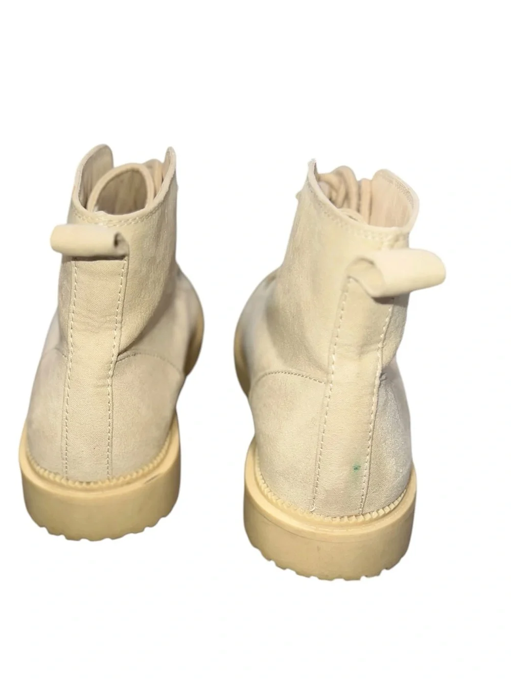 Cat & Jack Quinoa Canvas Combat Boots Kids Size 2 Cream Lace-Up Ankle Boots